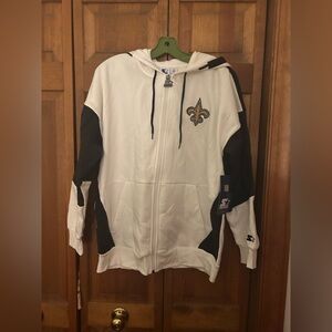 NFL Team Apparel Men’s Sz L Black & White New Orleans Saints Windbreaker NWT